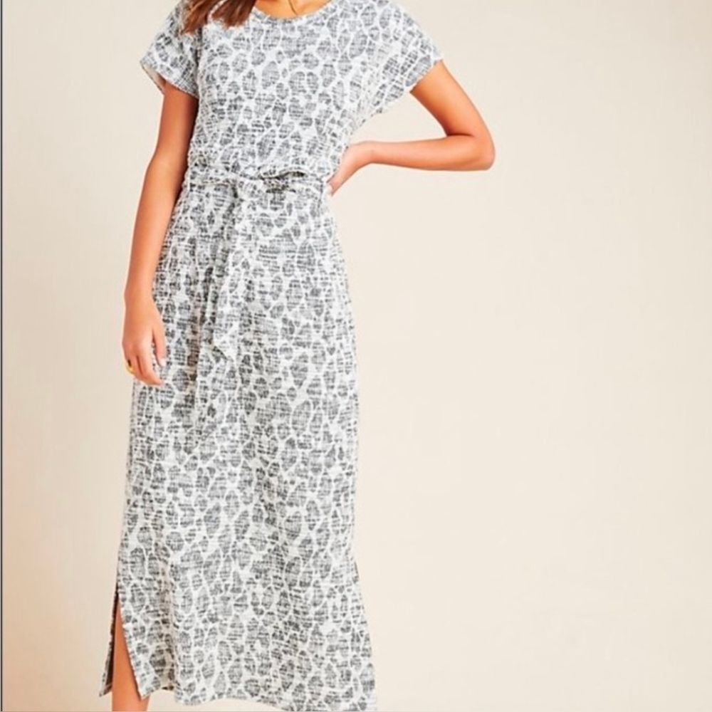 Dolan Taleen Leopard Midi Dress M Gray Textured Knit Animal Print Anthropologie - Picture 3 of 14